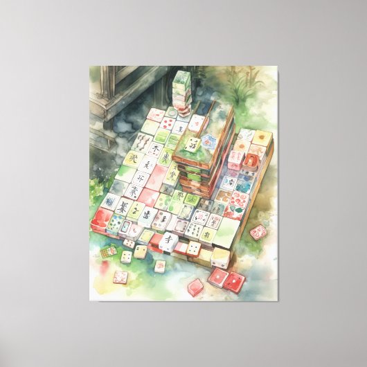 Watercolor Mahjong Art Leinwanddruck (Vorderseite)