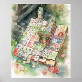 Watercolor Mahjong Art Poster