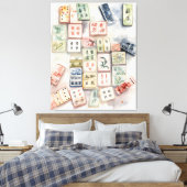 Watercolor Mahjong Art Print Leinwanddruck (Insitu (Schlafzimmer))