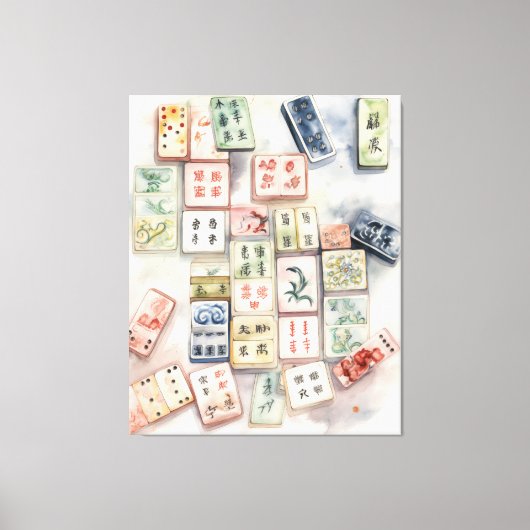 Watercolor Mahjong Art Print Leinwanddruck (Vorderseite)