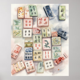 Watercolor Mahjong Art Print Poster