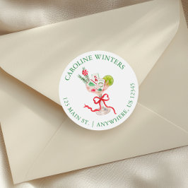 Watercolor Mahjong Christmas Cocktail Address Runder Aufkleber