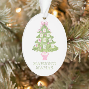 Watercolor Mahjong Christmas Tree Party Ornament