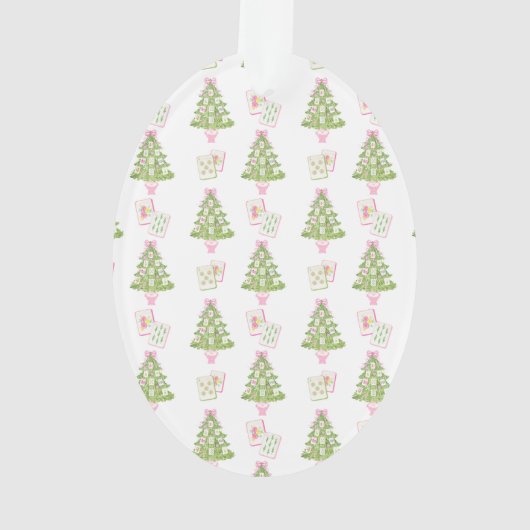 Watercolor Mahjong Christmas Tree Party Ornament (Rückseite)