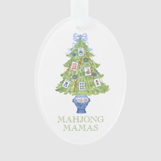 Watercolor Mahjong Christmas Tree Party Ornament (Vorderseite)