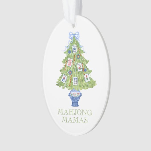 Watercolor Mahjong Christmas Tree Party Ornament (Vorderseite)