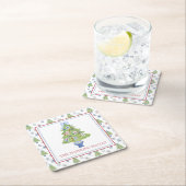 Watercolor Mahjong Christmas Tree Party Rechteckiger Pappuntersetzer (Vor Ort)