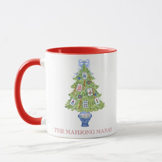 Watercolor Mahjong Christmas Tree Party Tasse (Links)