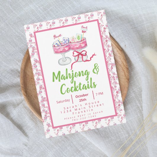 Watercolor Mahjong Grandmillennial Cocktail Party