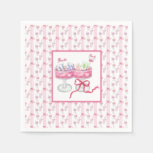 Watercolor Mahjong Grandmillennial Cocktail Party Serviette (Vorderseite)