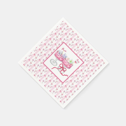 Watercolor Mahjong Grandmillennial Cocktail Party Serviette (Ecke)