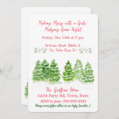 Watercolor MAHJONG Holiday Winter Trees Einladung (Vorne/Hinten)