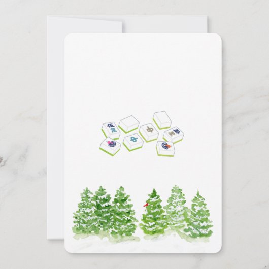 Watercolor MAHJONG Holiday Winter Trees Einladung (Rückseite)