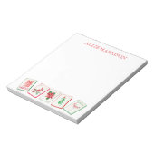 Watercolor Mahjong Red & Green Christmas Tiles Notizblock (Rotiert)