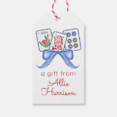 Watercolor Mahjong Tiles & Bows Enclosure Geschenkanhänger (Vorderseite)