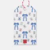 Watercolor Mahjong Tiles & Bows Enclosure Geschenkanhänger (Rückseite)