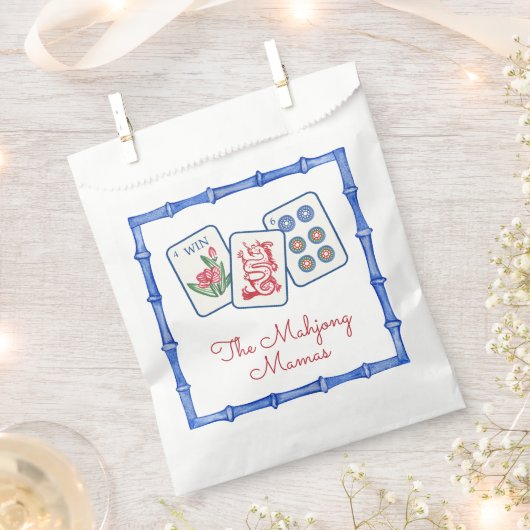 Watercolor Mahjong Tiles & Bows Enclosure Geschenktütchen (Ausgeschnitten)