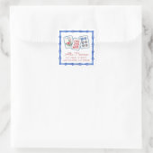 Watercolor Mahjong Tiles & Bows Enclosure Quadratischer Aufkleber (Tasche)