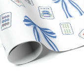 Watercolor Mahjong Tiles & Bows Geschenkpapier (Rolleneckpunkt)