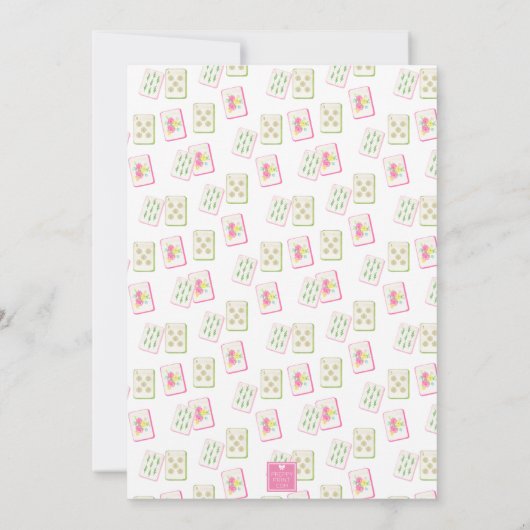 Watercolor Mahjong Tiles Party Einladung (Rückseite)