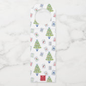 Watercolor Mahjong Weihnachtsbaum Flaschenanhänger (Rückseite)