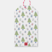 Watercolor Mahjong Weihnachtsbaum Geschenkanhänger (Rückseite)