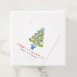 Watercolor Mahjong Weihnachtsbaum Geschenkanhänger