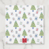 Watercolor Mahjong Weihnachtsbaum Geschenkanhänger (Rückseite)