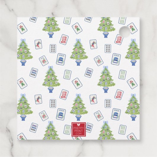 Watercolor Mahjong Weihnachtsbaum Geschenkanhänger (Rückseite)