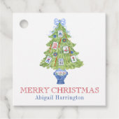 Watercolor Mahjong Weihnachtsbaum Geschenkanhänger (Vorderseite)