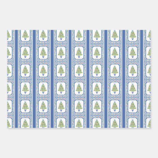 Watercolor Mahjong Weihnachtsbaum Geschenkpapier Set (Vorderseite 2)