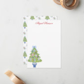 Watercolor Mahjong Weihnachtsbaum Personalisiert Mitteilungskarte (Vorderseite/Rückseite Beispiel)