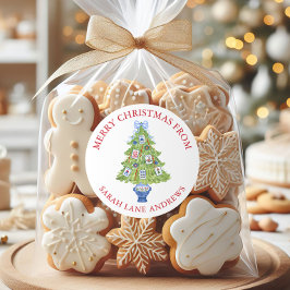 Watercolor Mahjong Weihnachtsbaumgeschenk Runder Aufkleber