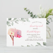 Watercolor Mailbox Tree Verlasse Virtual Baby Show Einladung (Stehend Vorderseite)