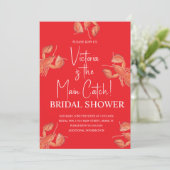 Watercolor Main Catch Lobster Bridal Shower Einladung (Stehend Vorderseite)