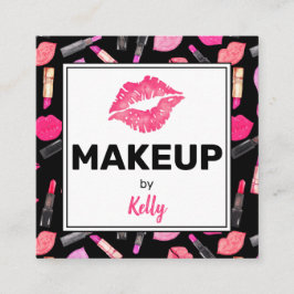 Watercolor Makeup Artist Glam Square Business Card Quadratische Visitenkarte