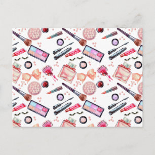 Watercolor-Makeup-Muster Feiertagspostkarte