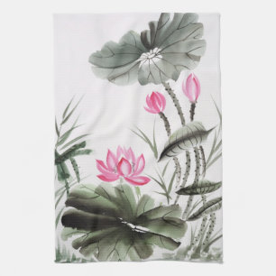 Watercolor-Malerei der Lotos-Blume Handtuch
