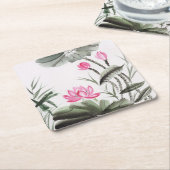 Watercolor-Malerei der Lotos-Blume Rechteckiger Pappuntersetzer (angewinkelt)