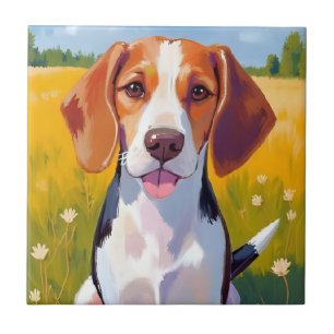 Watercolor-Malerei des Beagle-Hundes als Haustier Fliese