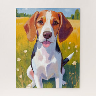 Watercolor-Malerei des Beagle-Hundes als Haustier Puzzle
