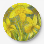 Watercolor-Malerei, gelbe Blumen-Kunst, Narzissen Pappteller (Vorderseite)