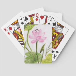 Watercolor-Malerei von Lotos-Blume 2 2 Spielkarten