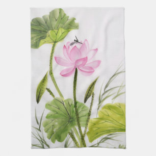 Watercolor-Malerei von Lotos-Blume 2 Küchentuch