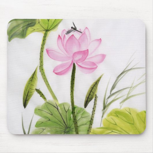 Watercolor-Malerei von Lotos-Blume 2 Mousepad (Vorne)