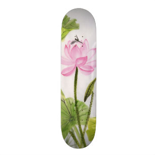 Watercolor-Malerei von Lotos-Blume 2 Skateboard