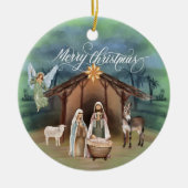 Watercolor Manager Krippe Weihnachtslandschaft Keramik Ornament (Vorne)