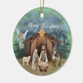 Watercolor Manager Krippe Weihnachtslandschaft Keramik Ornament (Links)