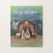 Watercolor Manager Krippe Weihnachtslandschaft Puzzle (Vertikal)