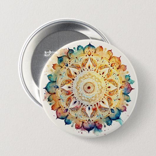Watercolor Mandala Button (Vorne & Hinten)